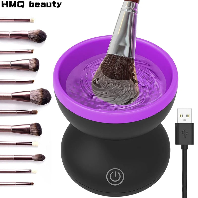 USB Plug Portable Electric Makeup Brush Cleaner Folding Powder Puff Cleaning Tool Makeup Brushes Automatic Washing Stand Device