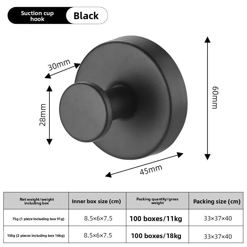 Black Stainless Steel Wall Mounted Hook Hotel Bathroom Coat Hook Home Use Sticky Hook Origin China Mainland AE Stock