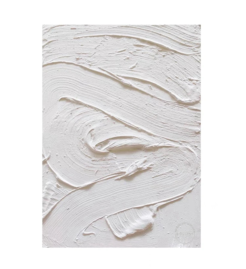 Modern Wall Painting Art Heavy Textured Thick 3D Abstract White Acrylic Painting Canvas Picture Art Hand Painted Wall Artwork