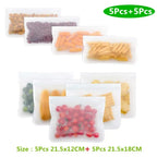Thickened PEVA Food Bag Reusable Freezer Bag Food Storage Bags Ziplock Leakproof Fresh Snack Bag Food Grade Lunch Bag for Fridge