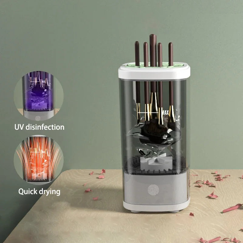 Rechargeable Electric Makeup Brush Cleaner – Automatic Cleaning, Quick Drying & UV Disinfection Tool