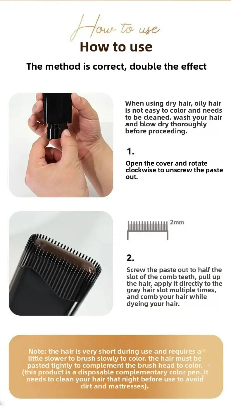 eelhoe 2-in-1 Hair Dye Stick with Comb – Temporary Hair Color Pen
