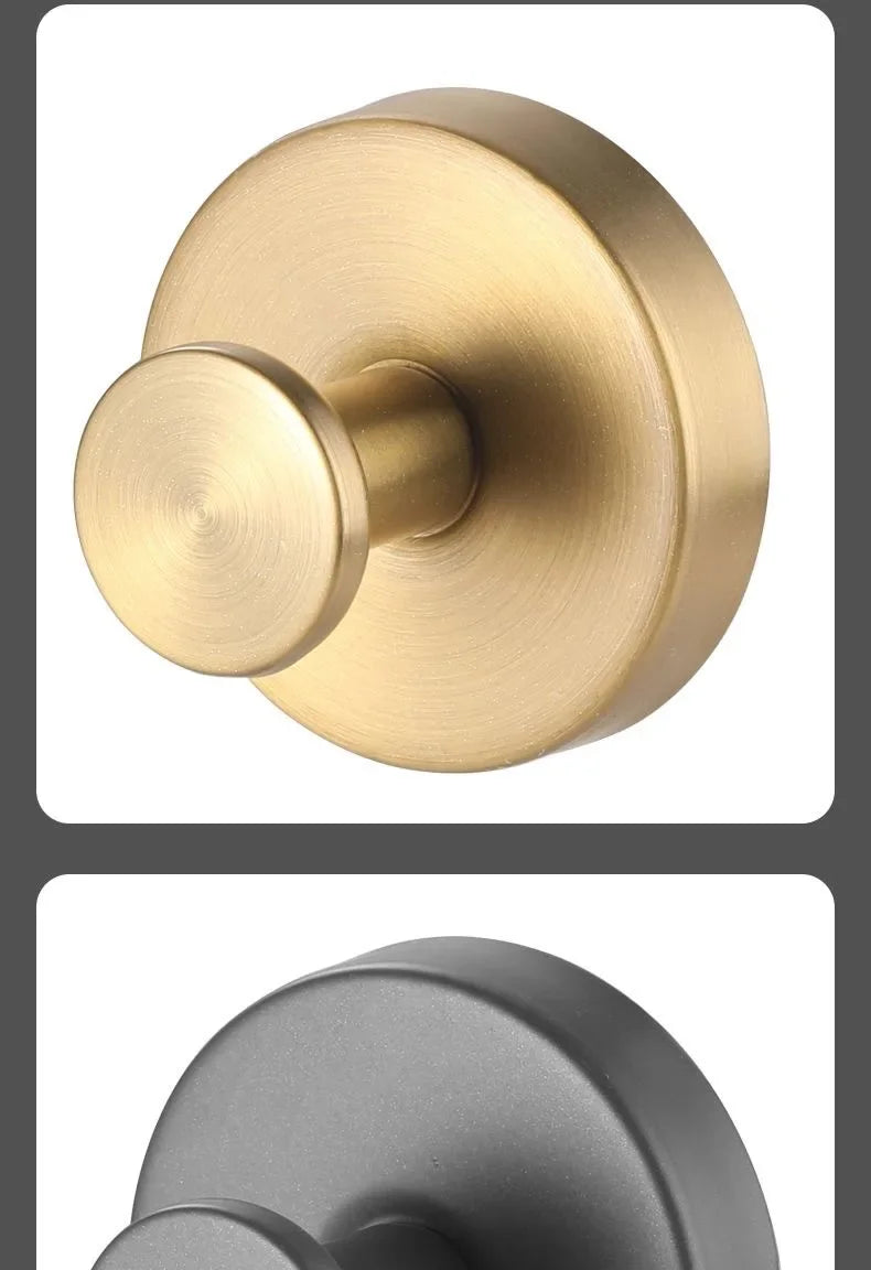 Black Stainless Steel Wall Mounted Hook Hotel Bathroom Coat Hook Home Use Sticky Hook Origin China Mainland AE Stock