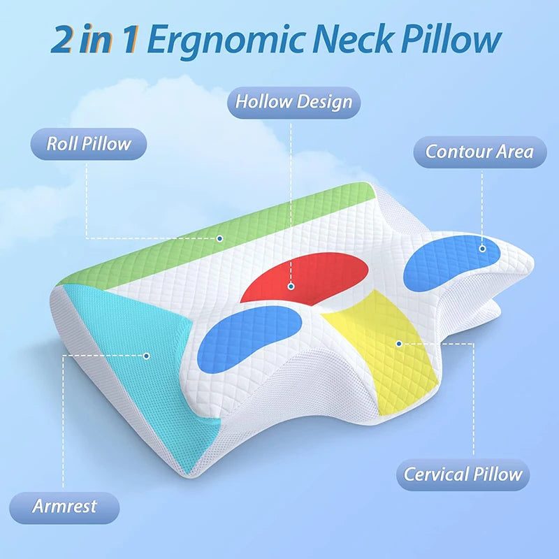 2-in-1 Memory Foam Cervical Pillow – Ergonomic Orthopedic Neck Pillow for Pain Relief & Better Sleep 2025