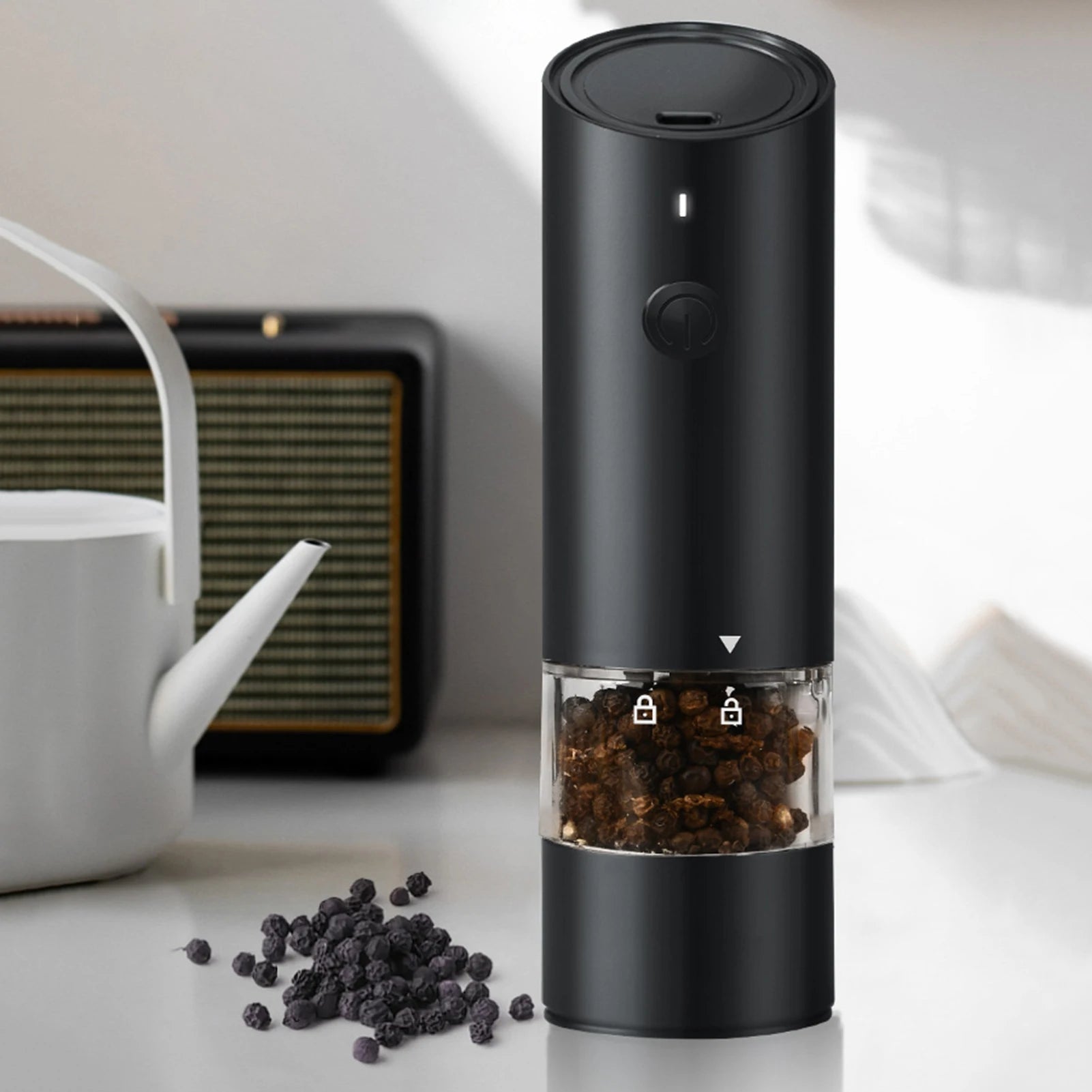 Electric Pepper Grinder With Light ,Adjustables Coarseness Pepper Grinding Bottle,Rechargeable Spice Grinder,Kitchen Accessories