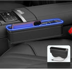 Car Crevice Storage Organizer Box Car 2 USB Charging Colour Light Seat Gap Storage Box LED Auto Interior Stowing Tidying