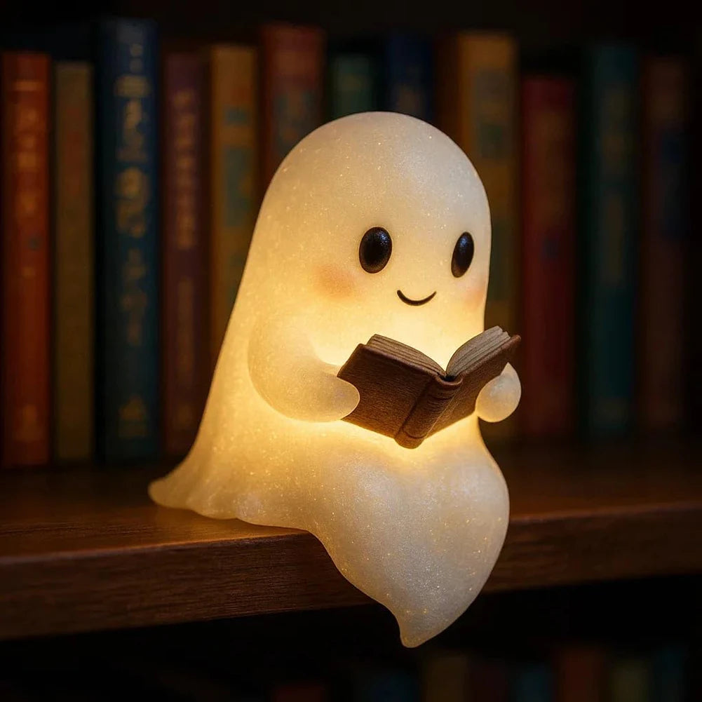 Cute Ghost Reading Lamp Halloween 3D LED Night Light Spooky Desk Light For Bedroom Study Book Lovers Home Office