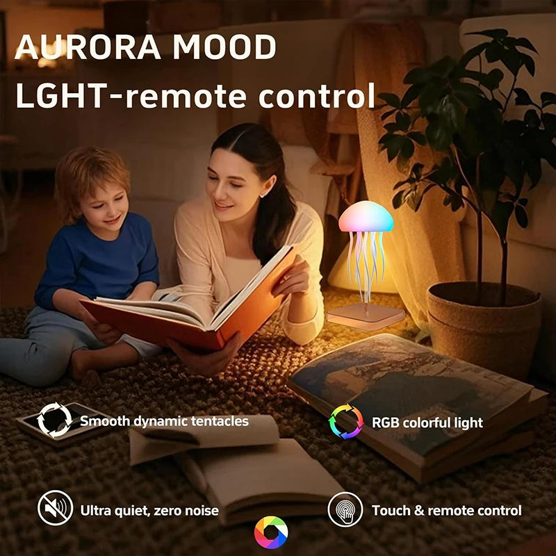 LED Jellyfish Lamp with 9 Tentacles | Remote Control, 2 Modes, Gradient Light Effects & Long Battery Life Night Light