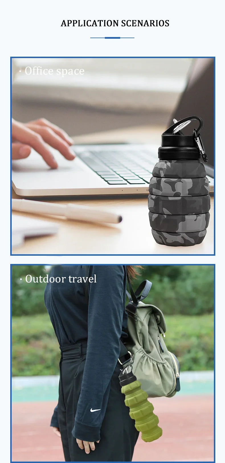 Food-Grade Silicone Folding Water Bottle – Retractable High-Temperature Resistant Sports & Camping Bottle 2025