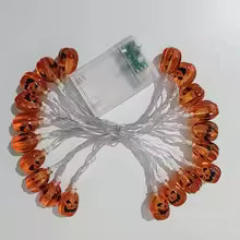 Halloween Pumpkin String Lights – Battery Operated LED Decoration for Haunted House, Party & Festival
