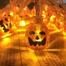 Halloween Pumpkin String Lights – Battery Operated LED Decoration for Haunted House, Party & Festival