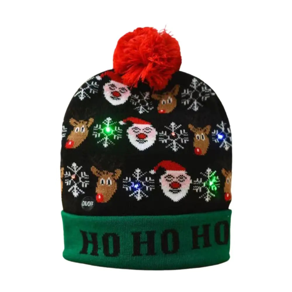 LED Christmas Knitted Beanie Hat – Light Up Xmas Sweater Cap, Unisex Winter Beanie with Colorful LEDs