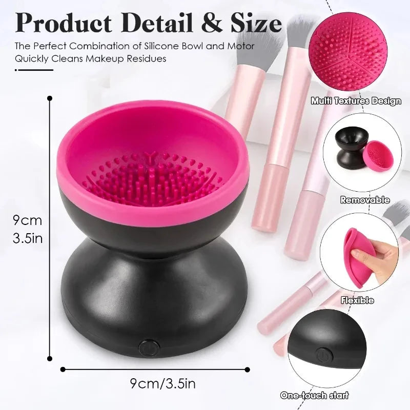 USB Plug Portable Electric Makeup Brush Cleaner Folding Powder Puff Cleaning Tool Makeup Brushes Automatic Washing Stand Device