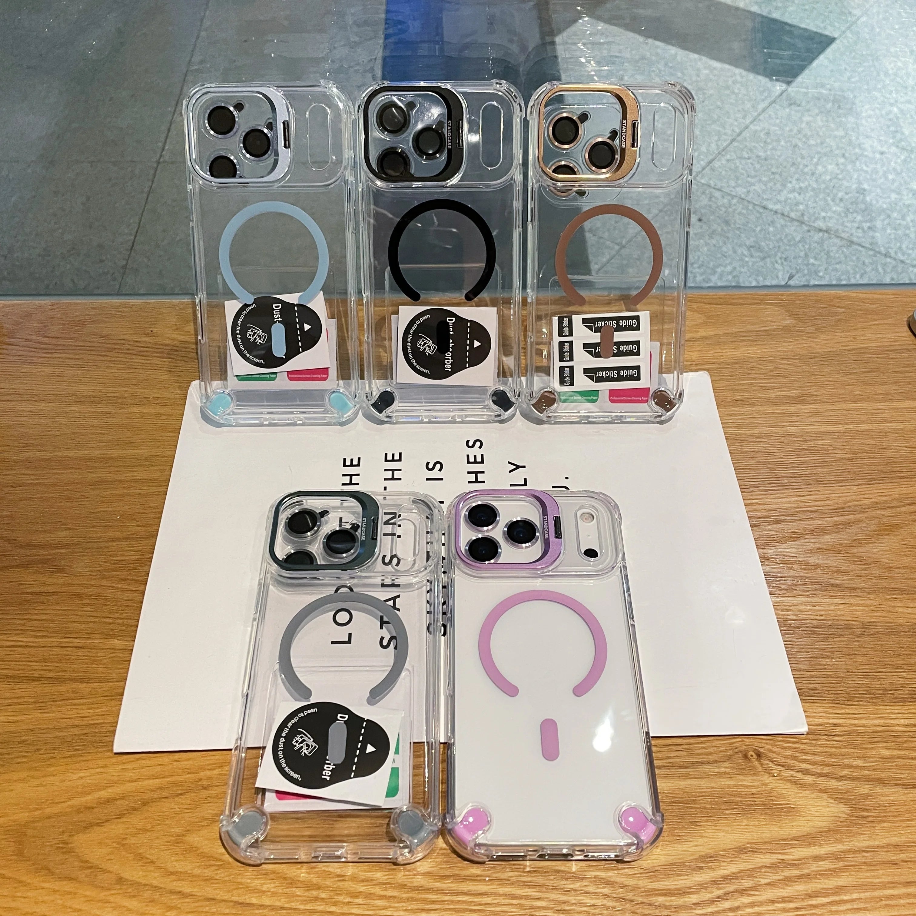 Transparent Magnetic Case with Metal Lens Holder for iPhone 17 Series | Shockproof Airbag MagSafe Cover