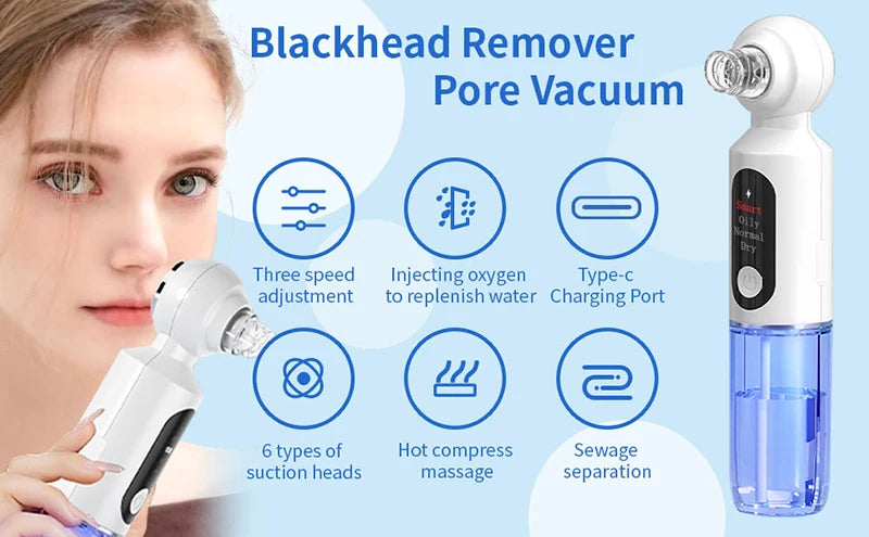 2025 New Blackhead Remover Pore Vacuum With Hot Compress Electric Facial Hydrating Cleaner Pimple Extractor Face Beauty Device