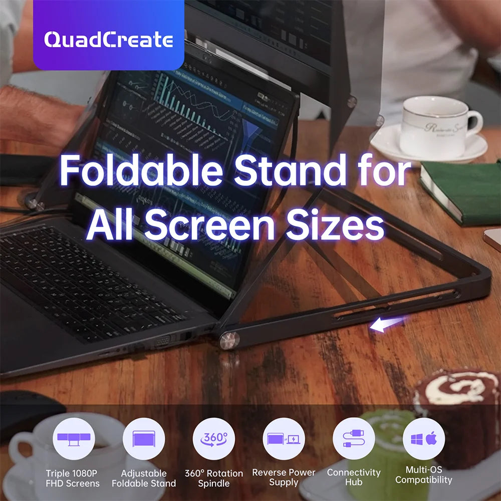 15.6” Portable Laptop Screen Extender – Dual/Triple/Quad 1080P IPS Monitor with Type-C & HDMI for Multi-Tasking 2025