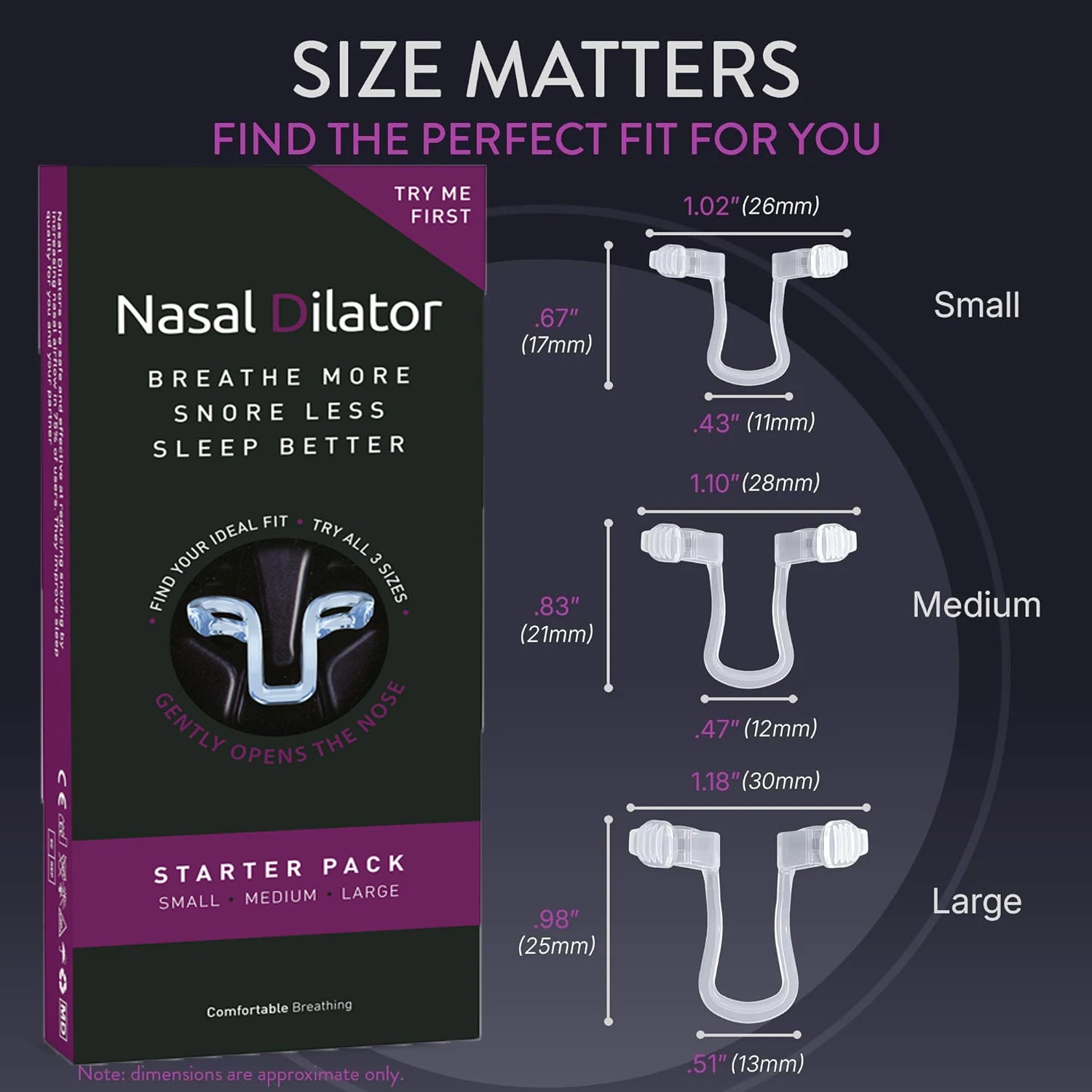 3 sizes Stop Snoring Device Silicone Elastic Nose Clip Anti-Snoring Supplies Nasal Dilator for Better Sleep & Improved Airflow