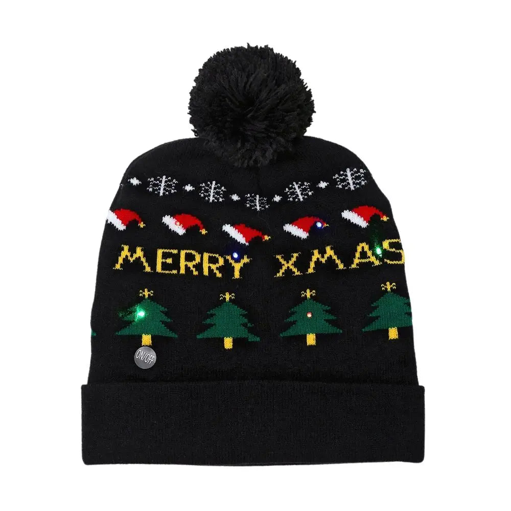 LED Christmas Knitted Beanie Hat – Light Up Xmas Sweater Cap, Unisex Winter Beanie with Colorful LEDs