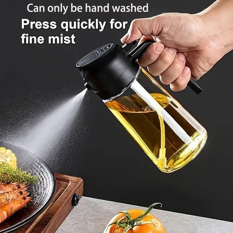 2-in-1 Spray Bottle, 470ml, Suitable for Cooking, Salad Dressing, Air Fryer, Baking Kitchen Oil, Vinegar Spray Bottle Leak Proof