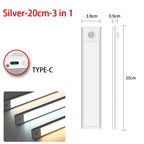 LED Night Light Motion Sensor Wireless USB Cabinet Night Light Wardrobe Lamp For Kitchen Cabinet Bedroom Wardrobe 20/30/40/60CM