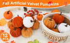 12pcs Pumpkin Decor Velvet Artificial Pumpkin Fall Pumpkin Decor For Autumn Thanksgiving Harvest Festival Halloween Decoration