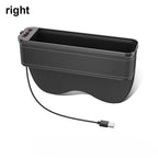 Car Crevice Storage Organizer Box Car 2 USB Charging Colour Light Seat Gap Storage Box LED Auto Interior Stowing Tidying