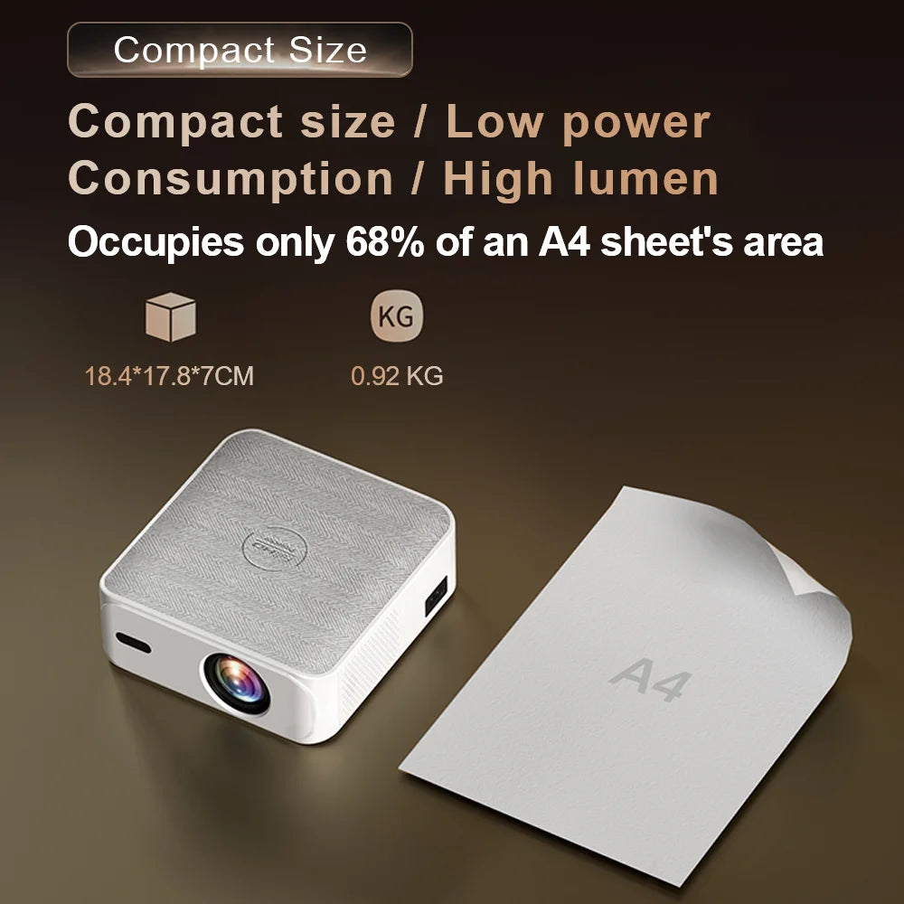 Everycom Vortex 4k Portable Projector Android TV 11 600ANSI Lumens 1080p Full Hd Wifi6 Bluetooth Speaker Home Theater For Phones