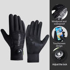 NEWBOLER Winter Cycling Gloves Warm Fleece Windproof Full Finger Gloves Touch Screen Anti-slip Adjustable Buckle Men Bike Gloves