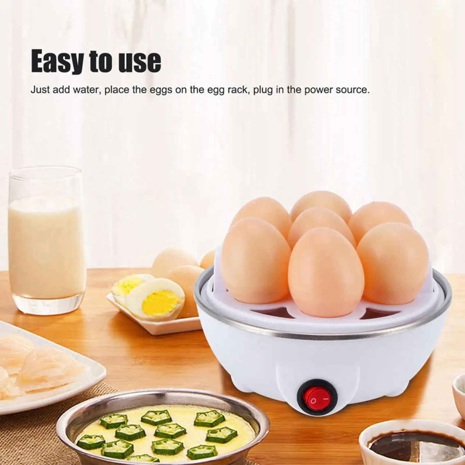 220V Electric Egg Cooker & Steamer – Multifunction Hard-Boiled Egg Boiler with Anti-Slip Base for Vegetables & Food 2025