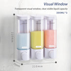 Wall Mounted Shampoo and Conditioner Dispenser, Body Wash, Shower Soap, Lotion, Gel Container, 3 × 300 ml