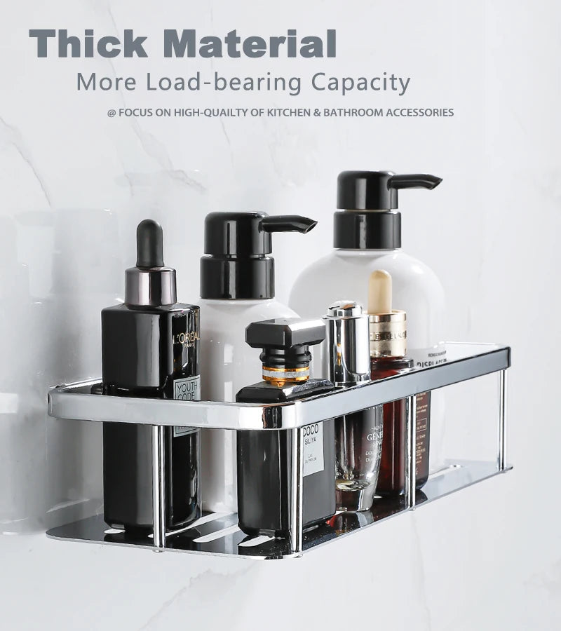 Stainless Steel Bathroom Storage Shelf Wall Mounted Shower Organizers Rack Corner Shampoo Holder Bath Hardwares Accessories