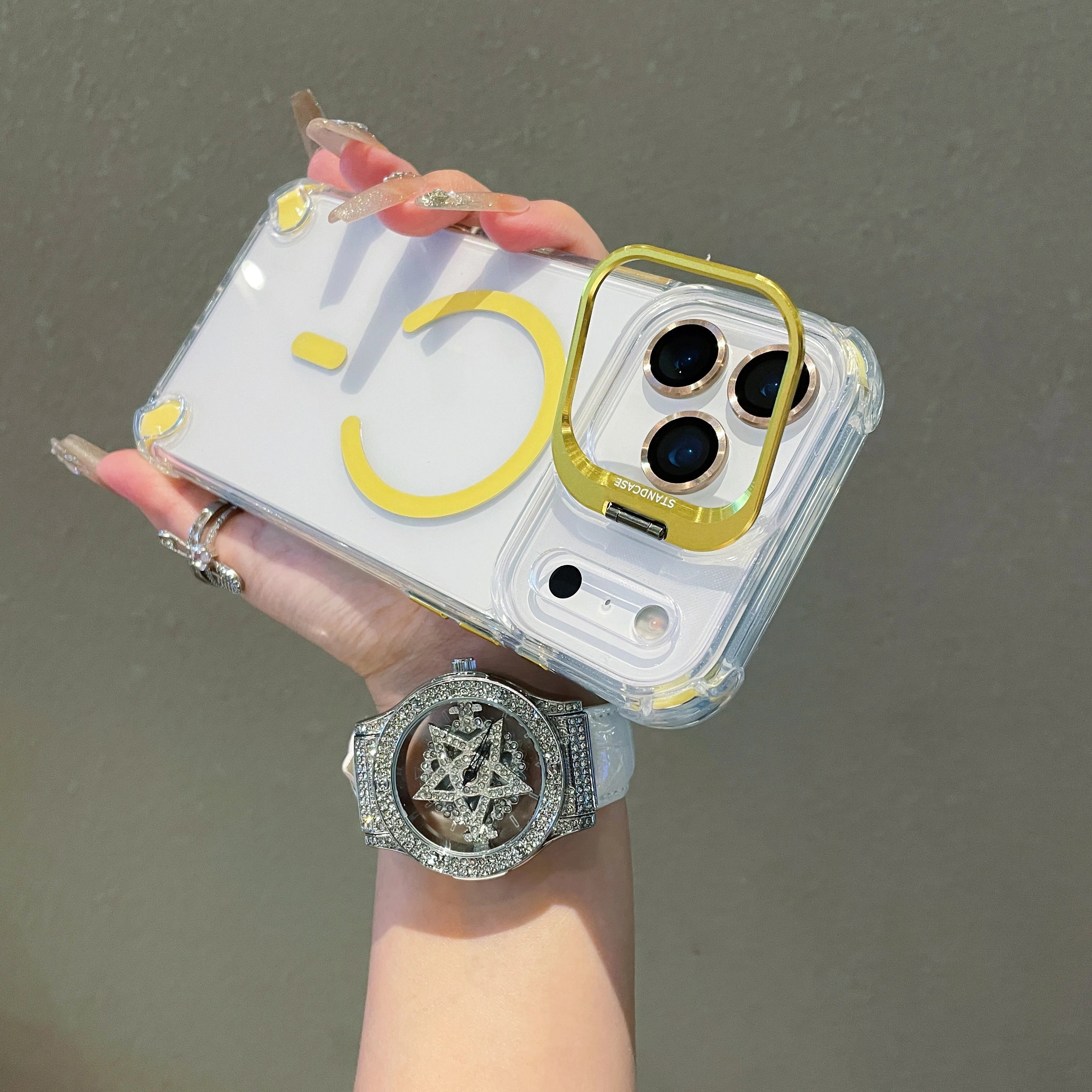 Transparent Magnetic Case with Metal Lens Holder for iPhone 17 Series | Shockproof Airbag MagSafe Cover