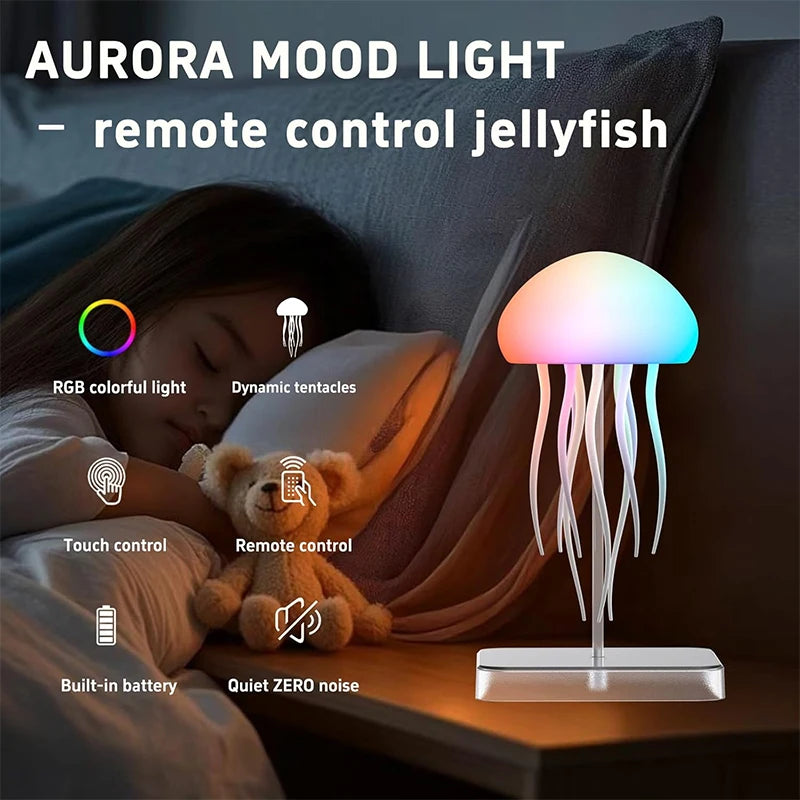 LED Jellyfish Lamp with 9 Tentacles | Remote Control, 2 Modes, Gradient Light Effects & Long Battery Life Night Light