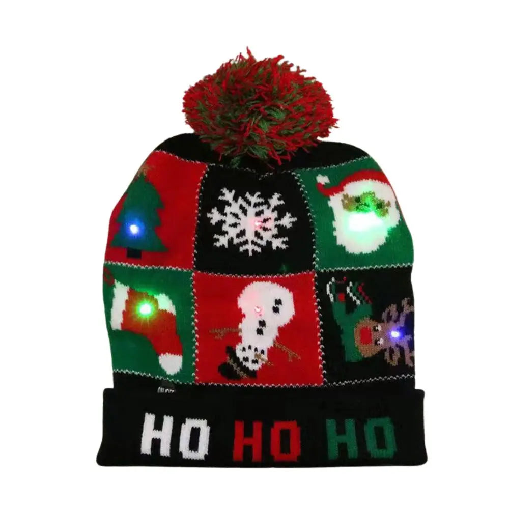 LED Christmas Knitted Beanie Hat – Light Up Xmas Sweater Cap, Unisex Winter Beanie with Colorful LEDs