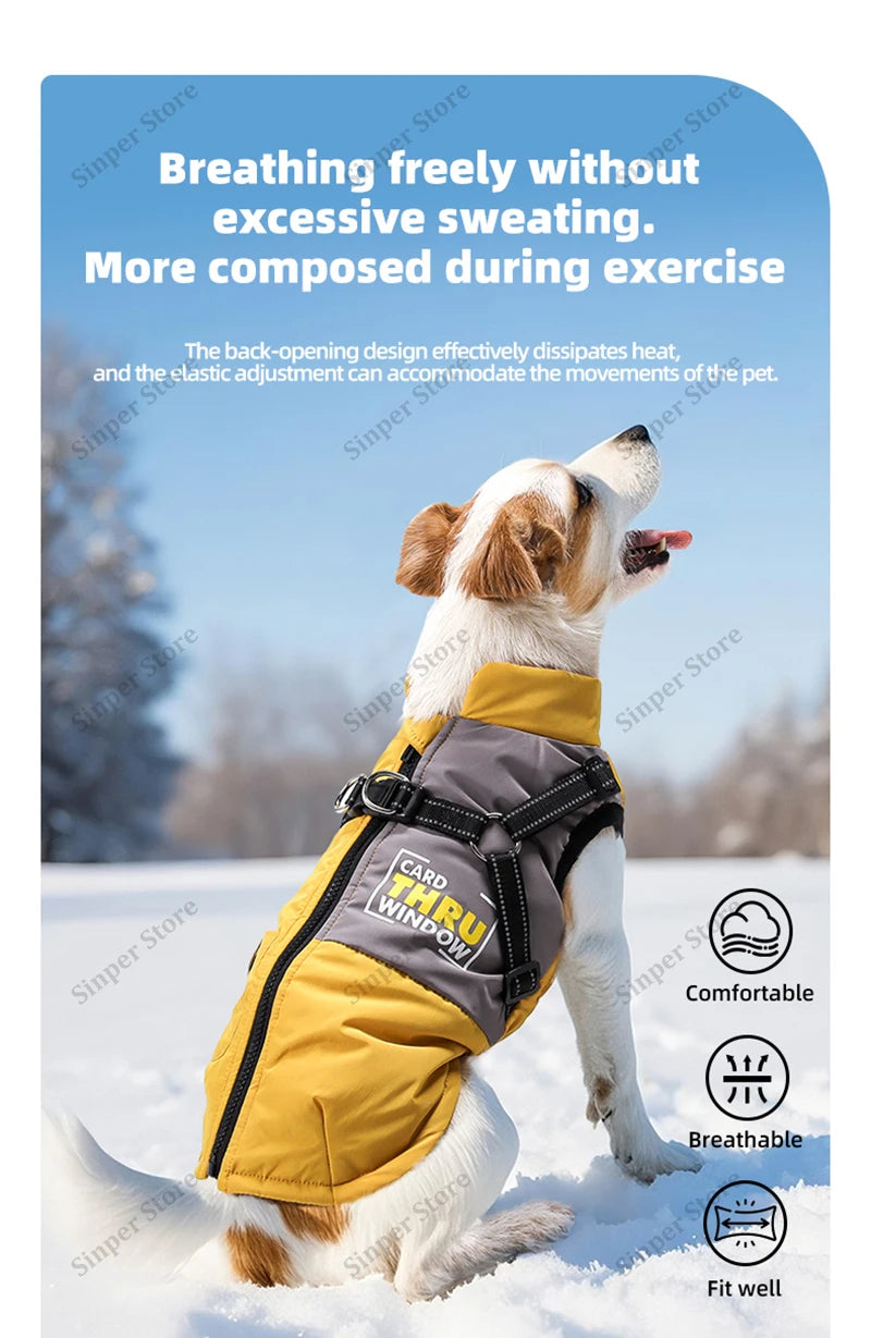 Dog Coat for Small Dogs Waterproof Dog Winter Jacket with Harness Puppy Cold Weather Coats Reflective Pet Vest with ZipperFleece