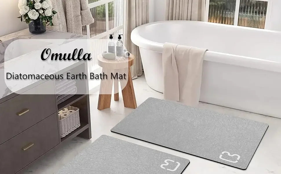 Diatomite Stone Bath Mat Diatomaceous Earth Bath Mat Rug Super Absorbent Non Slip 3.5MM Thickness Bathroom Mat Floor Bathtub Rug