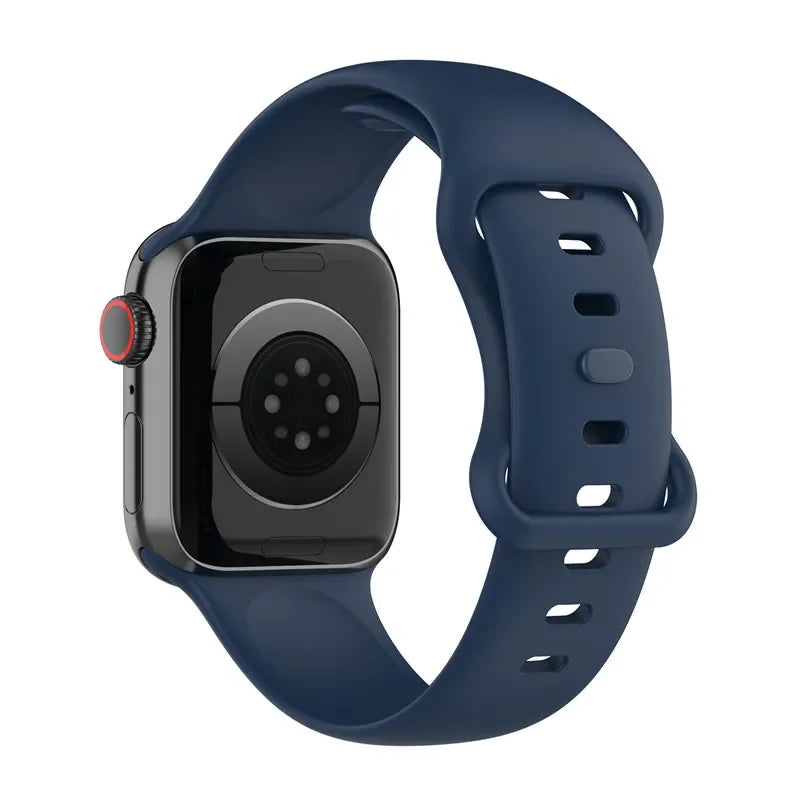 Silicone Strap for Apple Watch Series 9 8 7 6 5 4 3 SE (38mm 40mm 41mm 42mm 44mm 45mm 49mm) – Soft Rubber Sport Band for Men, Women & Kids – Compatible with W26 W37 W46 W56 FK88 IWO7 Pro Max Plus Smartwatch