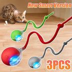 New Cat Interactive Ball Toy Automatic Rolling Ball Faux Tail Rechargeable Smart Pet Electric Toy Dog Cat Training Imitate Mouse