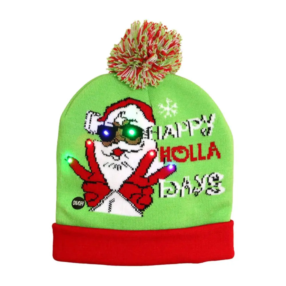 LED Christmas Knitted Beanie Hat – Light Up Xmas Sweater Cap, Unisex Winter Beanie with Colorful LEDs