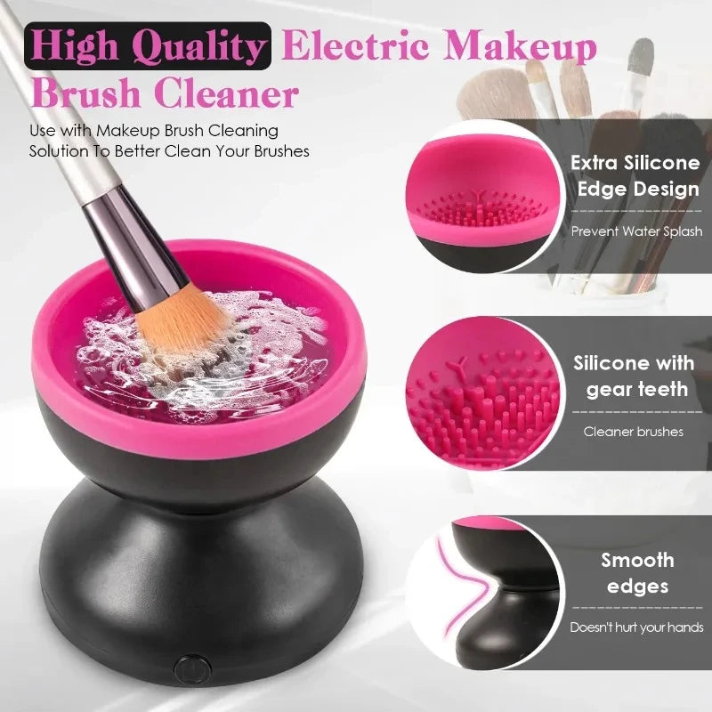 USB Plug Portable Electric Makeup Brush Cleaner Folding Powder Puff Cleaning Tool Makeup Brushes Automatic Washing Stand Device