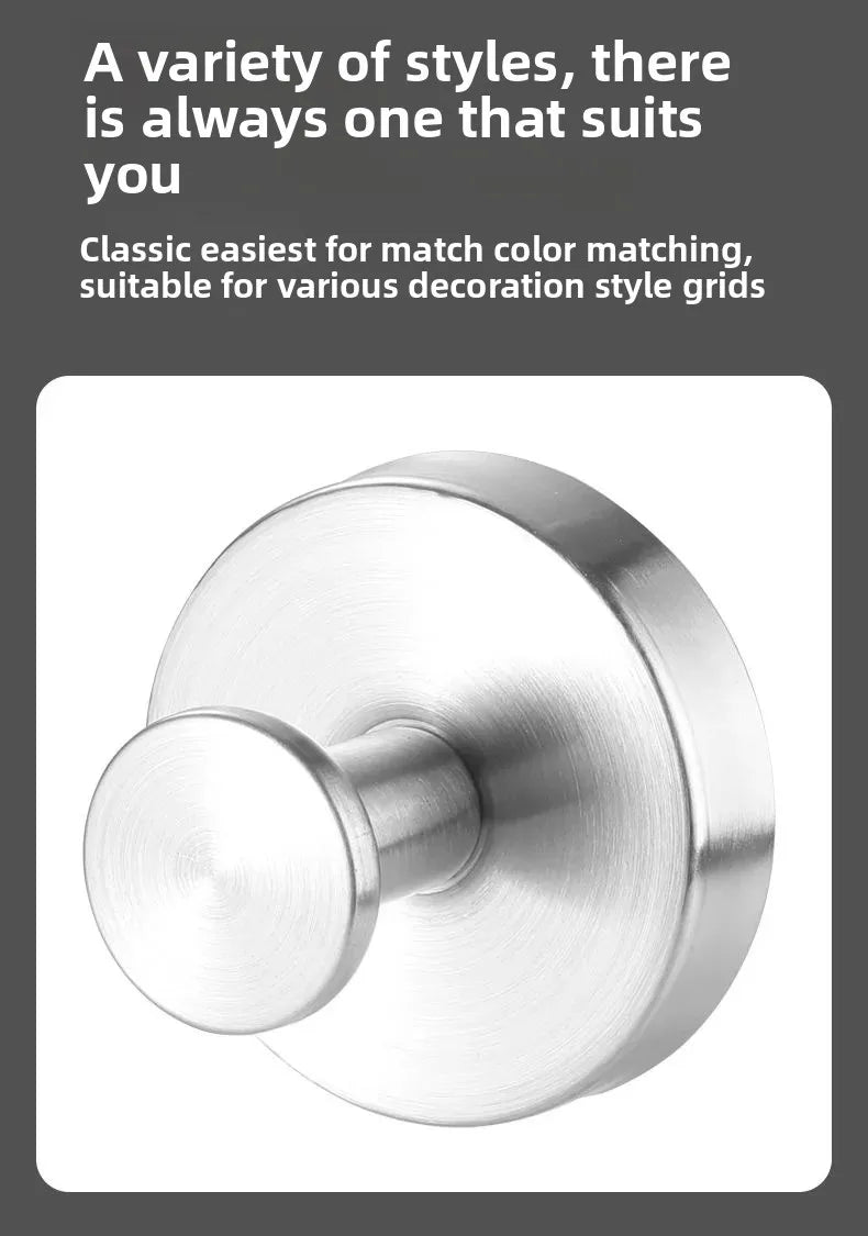 Black Stainless Steel Wall Mounted Hook Hotel Bathroom Coat Hook Home Use Sticky Hook Origin China Mainland AE Stock