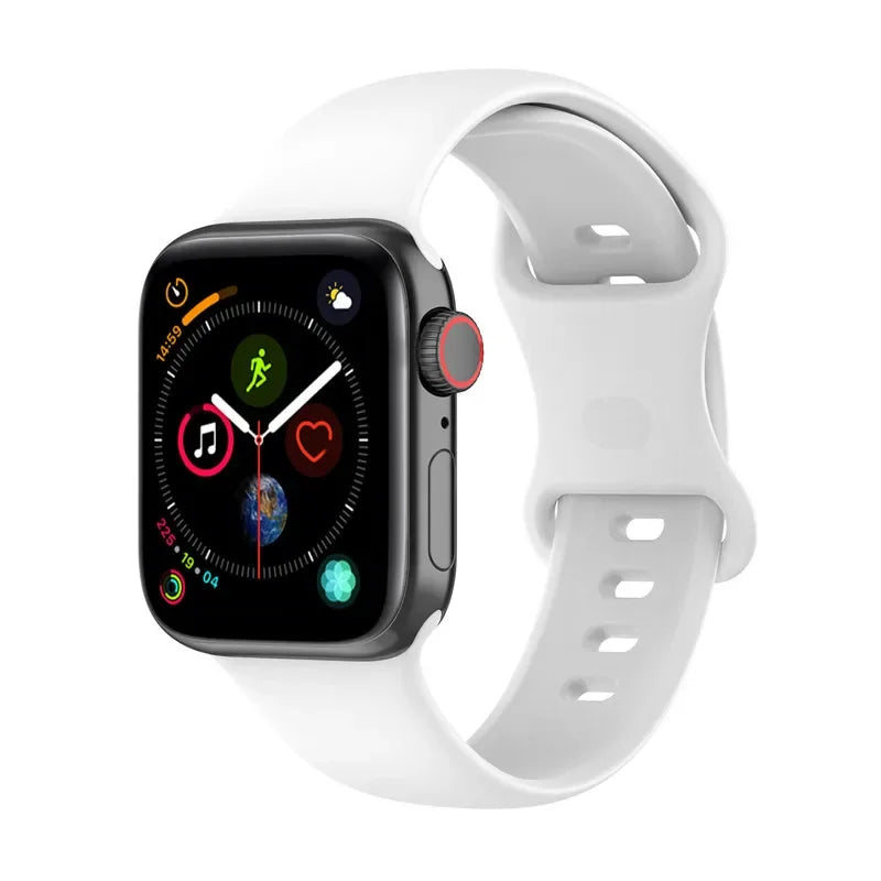 Silicone Strap for Apple Watch Series 9 8 7 6 5 4 3 SE (38mm 40mm 41mm 42mm 44mm 45mm 49mm) – Soft Rubber Sport Band for Men, Women & Kids – Compatible with W26 W37 W46 W56 FK88 IWO7 Pro Max Plus Smartwatch