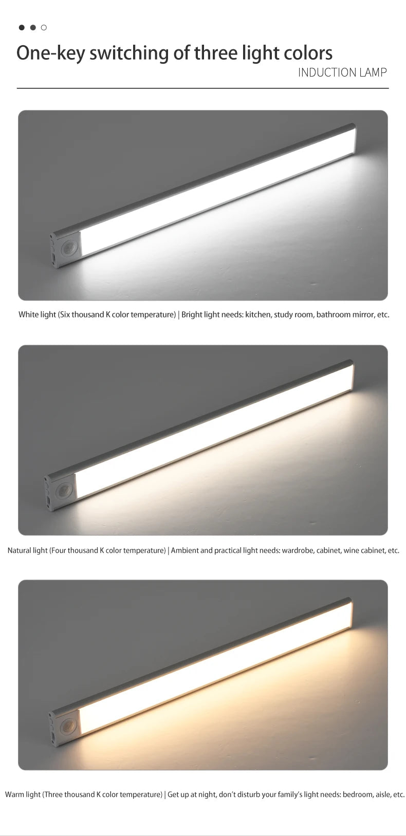 LED Night Light Motion Sensor Wireless USB Cabinet Night Light Wardrobe Lamp For Kitchen Cabinet Bedroom Wardrobe 20/30/40/60CM