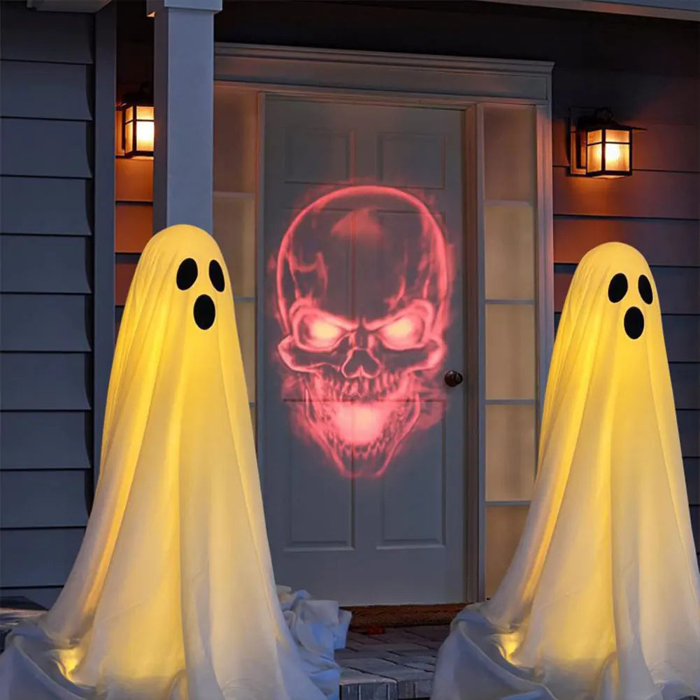 Halloween Decoration LED String Lights Luminous Ghost Decoration Horror Props Garden Yard Decoration Scary White Standing Ghost