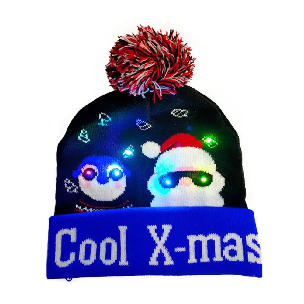 LED Christmas Knitted Beanie Hat – Light Up Xmas Sweater Cap, Unisex Winter Beanie with Colorful LEDs