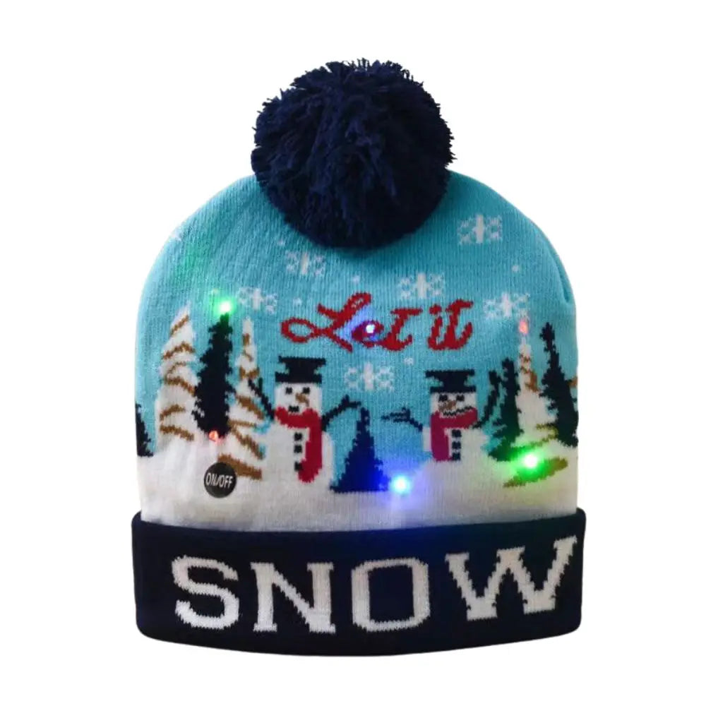 LED Christmas Knitted Beanie Hat – Light Up Xmas Sweater Cap, Unisex Winter Beanie with Colorful LEDs