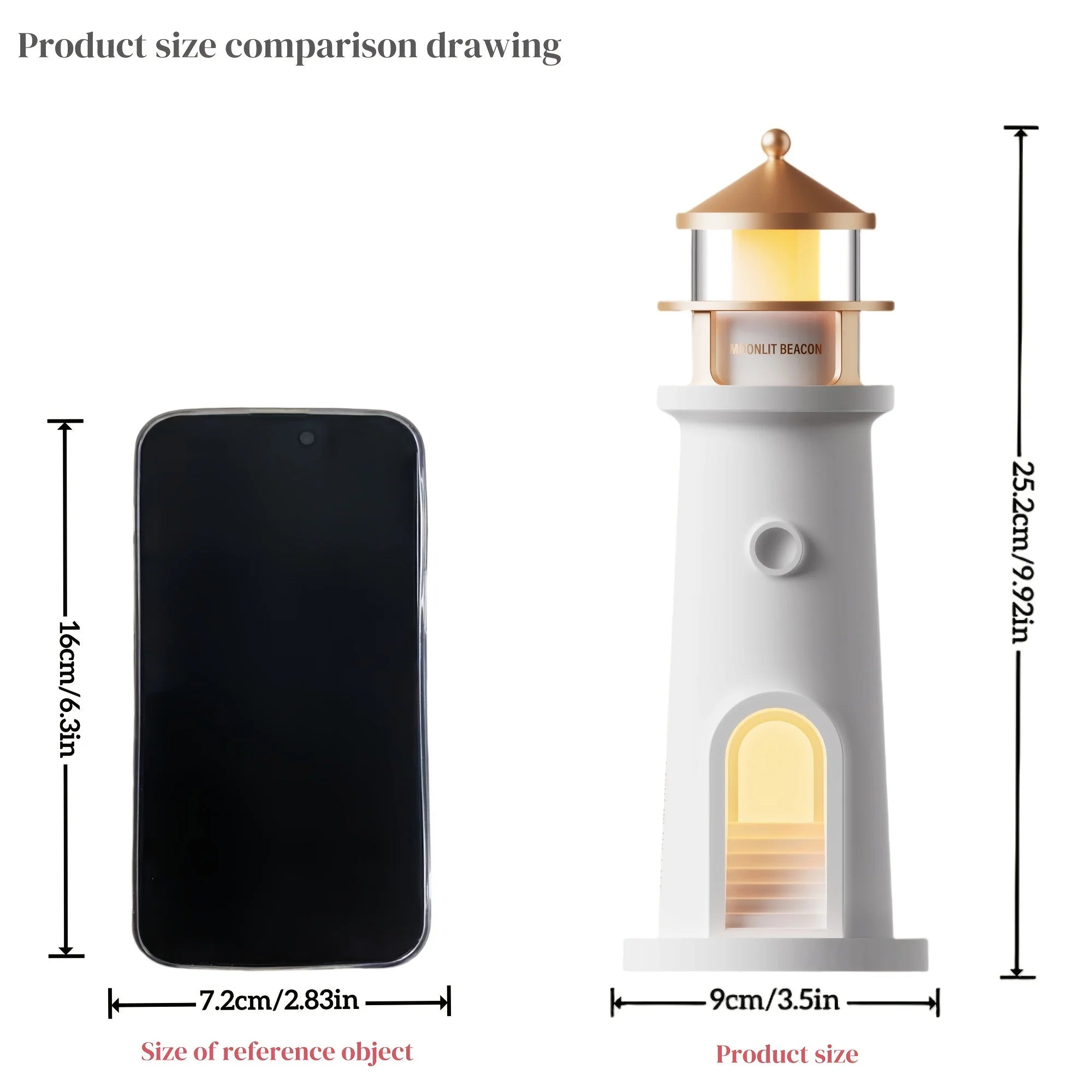 Lighthouse Projection Nightlight - Adjustable Brightness&Timer, USB Rechargeable Soft Moon Glow for Bedroom Decor Romantic Gift