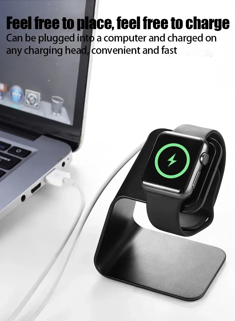 Portable Aluminum Alloy Desktop Watch Charging Stand Anti-slip Charging Dock For Apple Watch 9/8/7/6/5/4/3/2/1 Generation