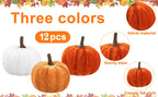12pcs Pumpkin Decor Velvet Artificial Pumpkin Fall Pumpkin Decor For Autumn Thanksgiving Harvest Festival Halloween Decoration