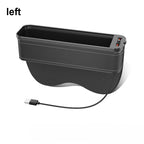 Car Crevice Storage Organizer Box Car 2 USB Charging Colour Light Seat Gap Storage Box LED Auto Interior Stowing Tidying
